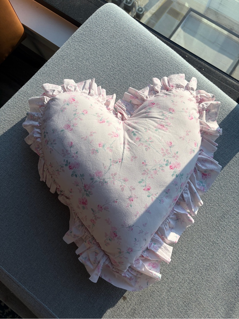 Love Shack Fancy Heart Shaped Floral Throw Pillow